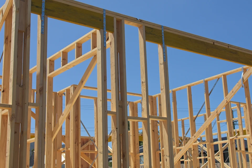 Chantier de construction d'une maison individuelle de plain-pied, extérieur, sans personnage